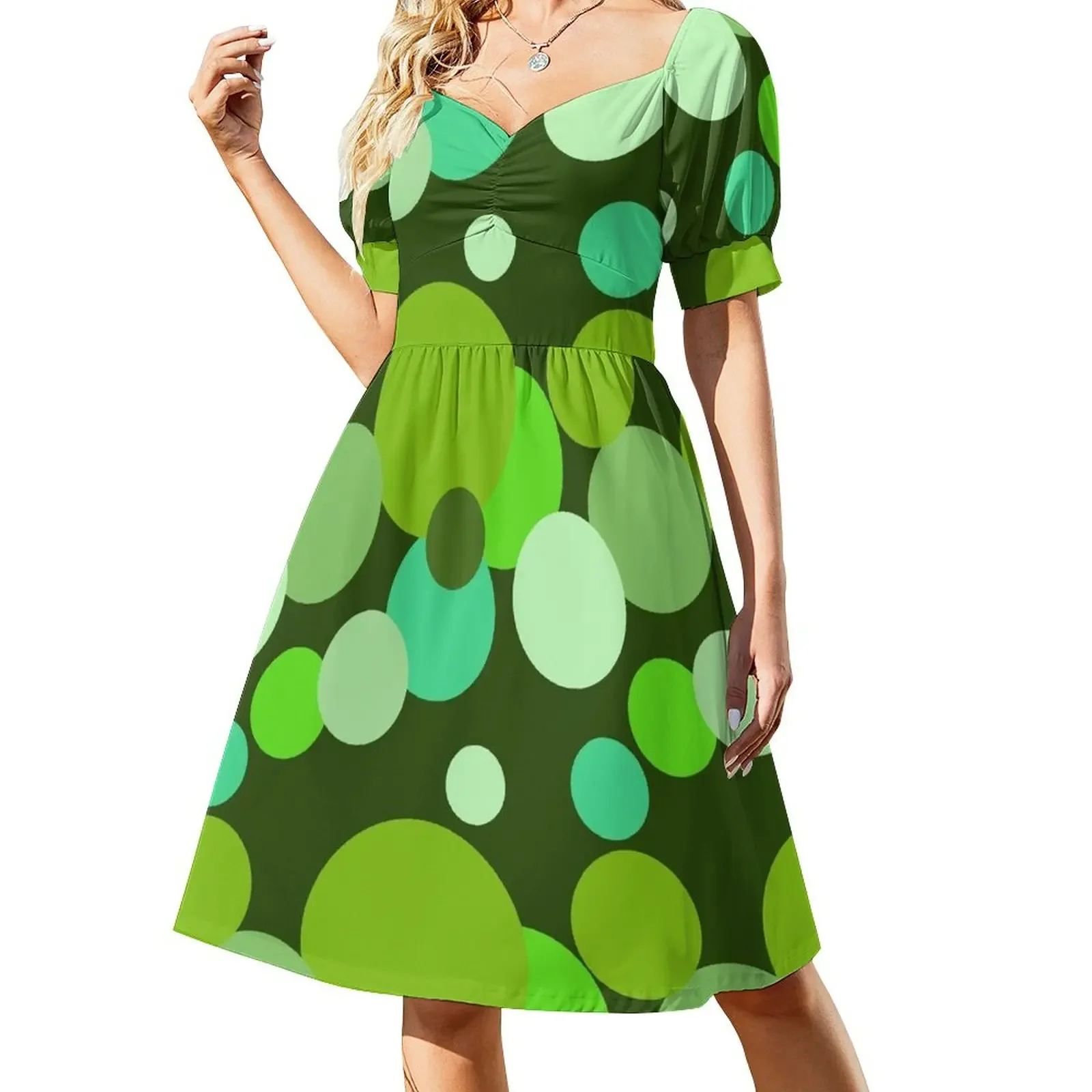 

Big 70s polka dots in green Short-Sleeved Dress cocktail dresses purple dress