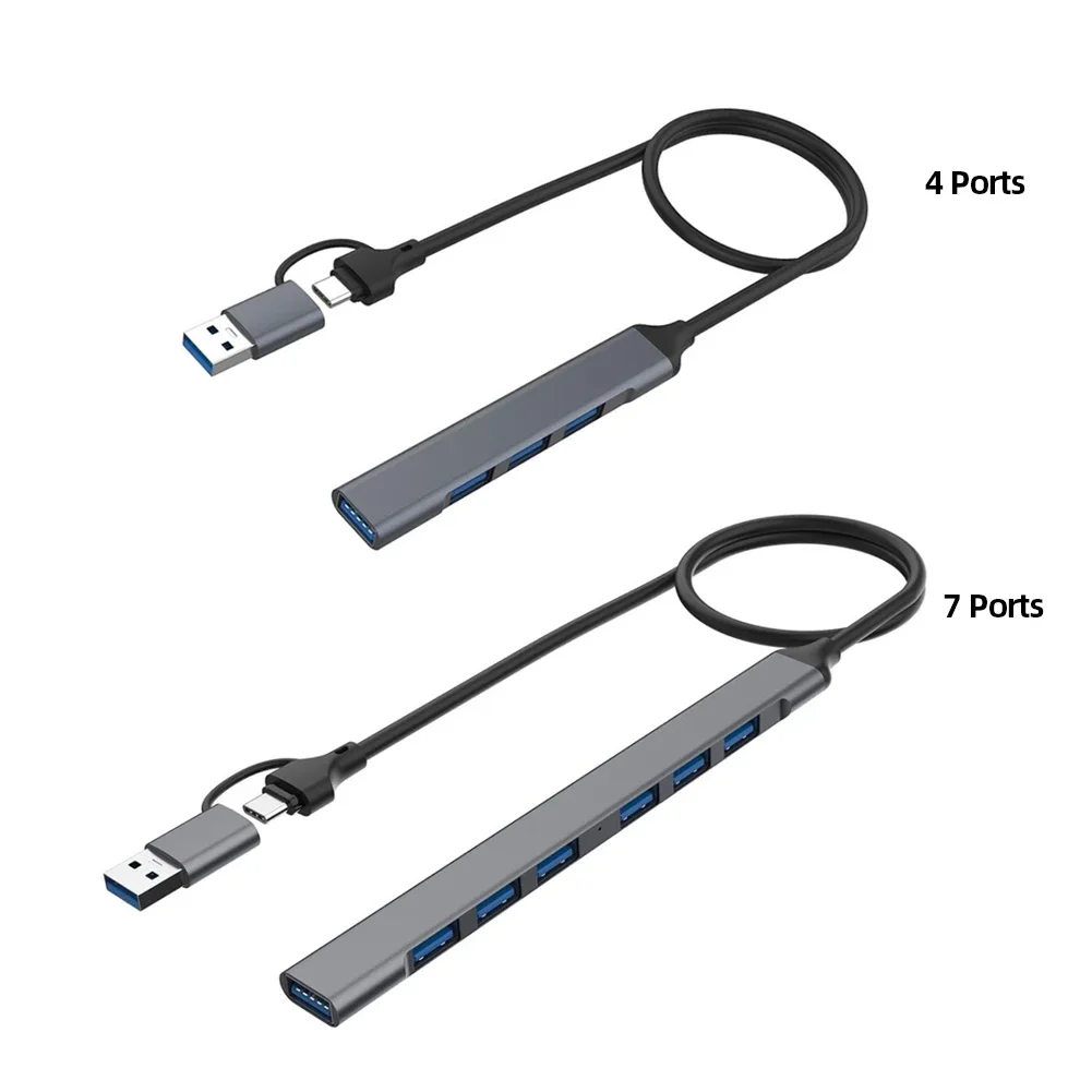 

ZLRLMHY USB Hubs USB 3.0 Hub Portable Multi Splitter Adapter 4/7 Ports High Speed Transmission Plug and Play for PC Computer