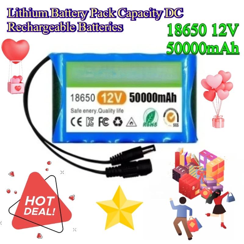 

18650 12V 50000mAh Lithium Battery Pack Capacity DC 12.6V 31ah Rechargeable Batteries