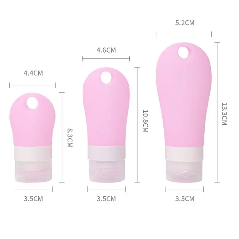 Mini bouteille portable en silicone pour tous les jours, tube de voyage avec crochet porte-clés pour points de gratitude, récipient à presser pour shampoing, 38 ml, 60 ml, 90ml