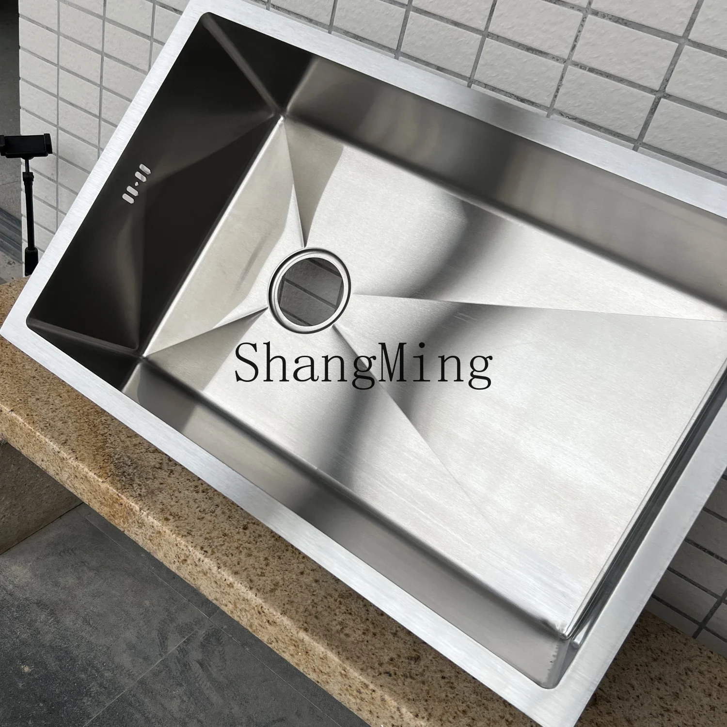 DSA1.6MM 304 Sink 140 Drainage Embedded Above Counter Large Single Sink Stainless Steel Side Drainage Steel