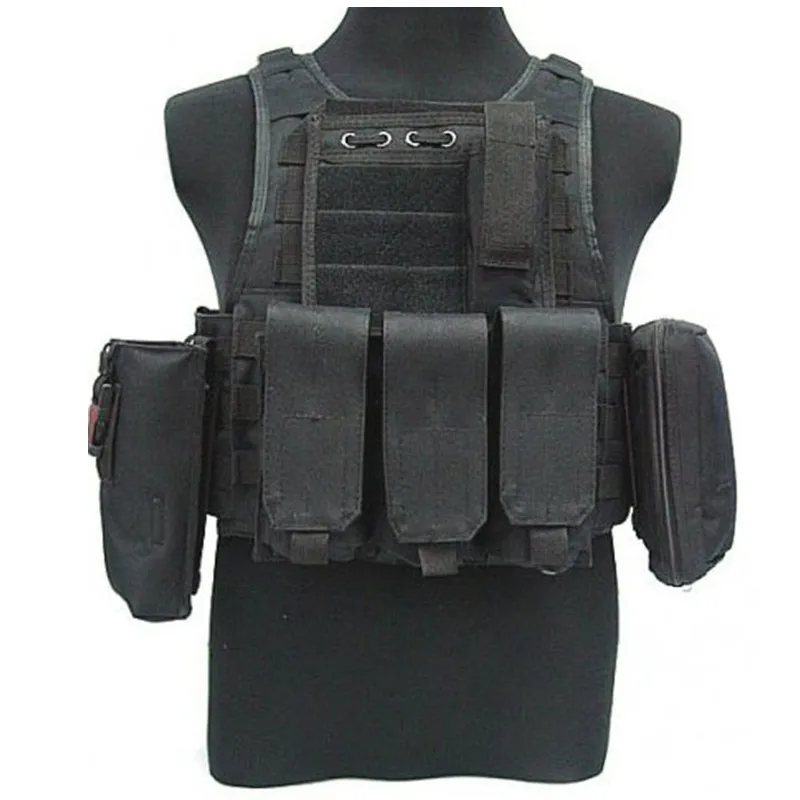 SOETAC Molle Tactical Vest Triple Magazine Pouch Combat Vests Airsoft Training Hunting Vest Body Armor With Storage Bag