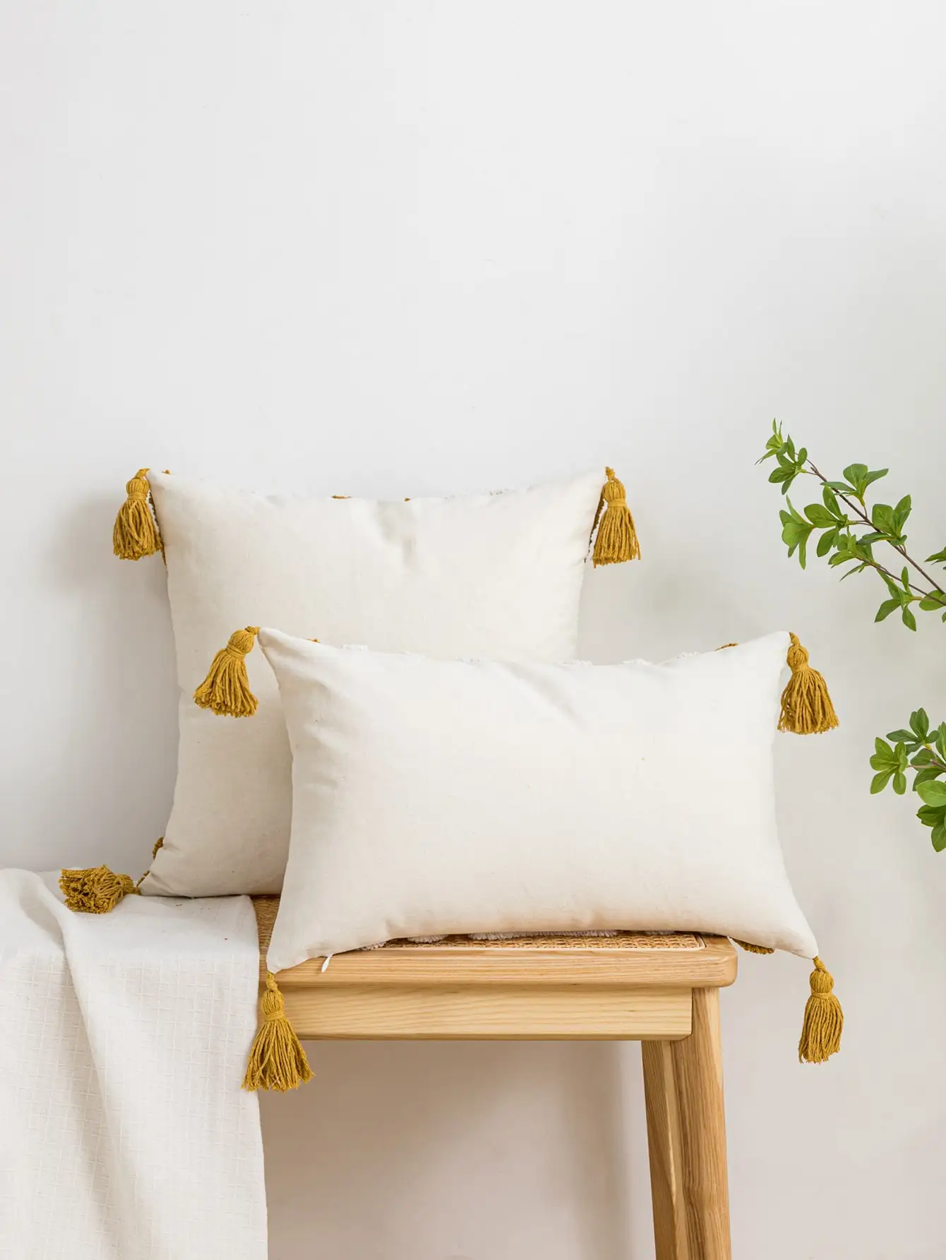 1pc yellow geometric diamond line pattern cotton sail pillow cover with bohemian style suitable for sofas,living rooms,bedrooms
