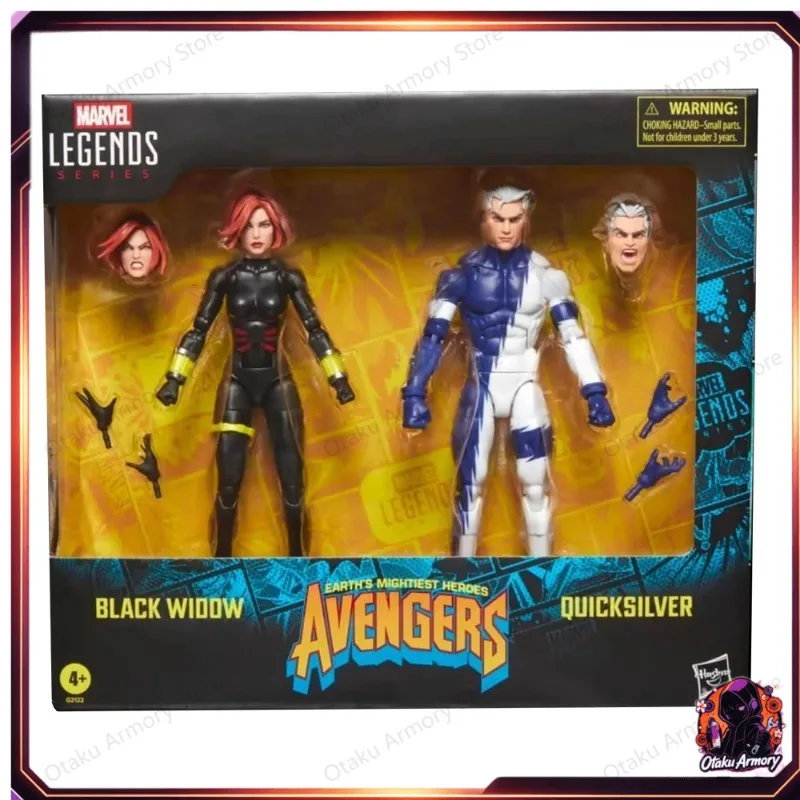 (In Stock) Hasbro Marvel Legends Series Black Widow and Speedster Quicksilver 2‑Pack‑Set 15cm Anime Action Figure Model Toys