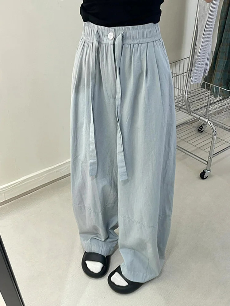 

Lazy Sle Ice Silk Прямые брюки с широкими штанинами, тонкие летние брюки для мужчин и женщин, свободные брюки Qui Dry, повседневные модные молодежные брюки