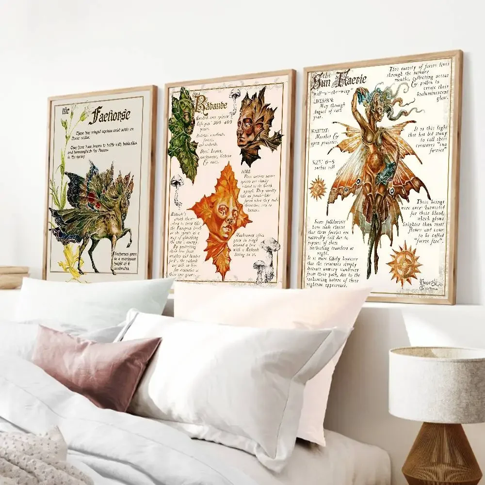 Vintage Monster Poster Prints For Living Room Home Decor Dark Academy Myths Mermaid Siren Fairy Mons
