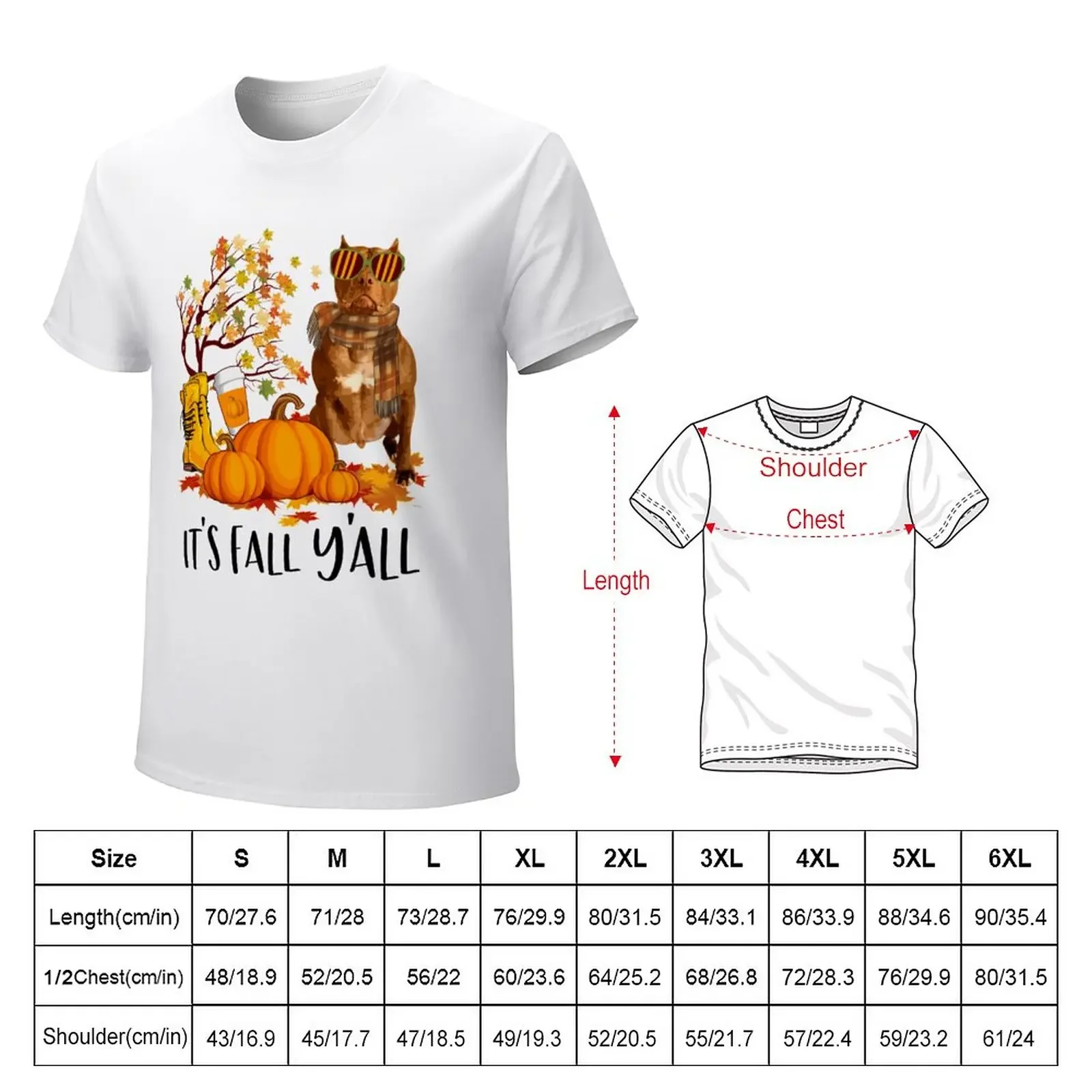 Its Fall Yall Purebred American Pit Bull Terrier Halloween Pet Puppy Sunglasses scarf pumpkin T-Shirt quick-drying mens t shirts