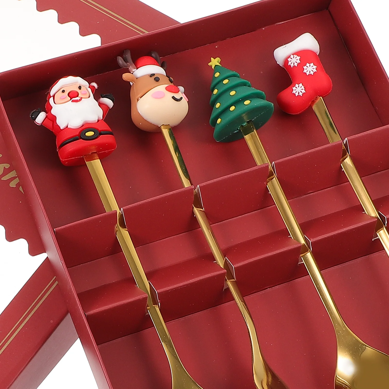 

1 Set Cute Cartoon Coffee Spoon Stainless Steel Fork Spoon Kit For Dessert Fruit Salad Christmas Tableware Kitchen Cutlery Xmas