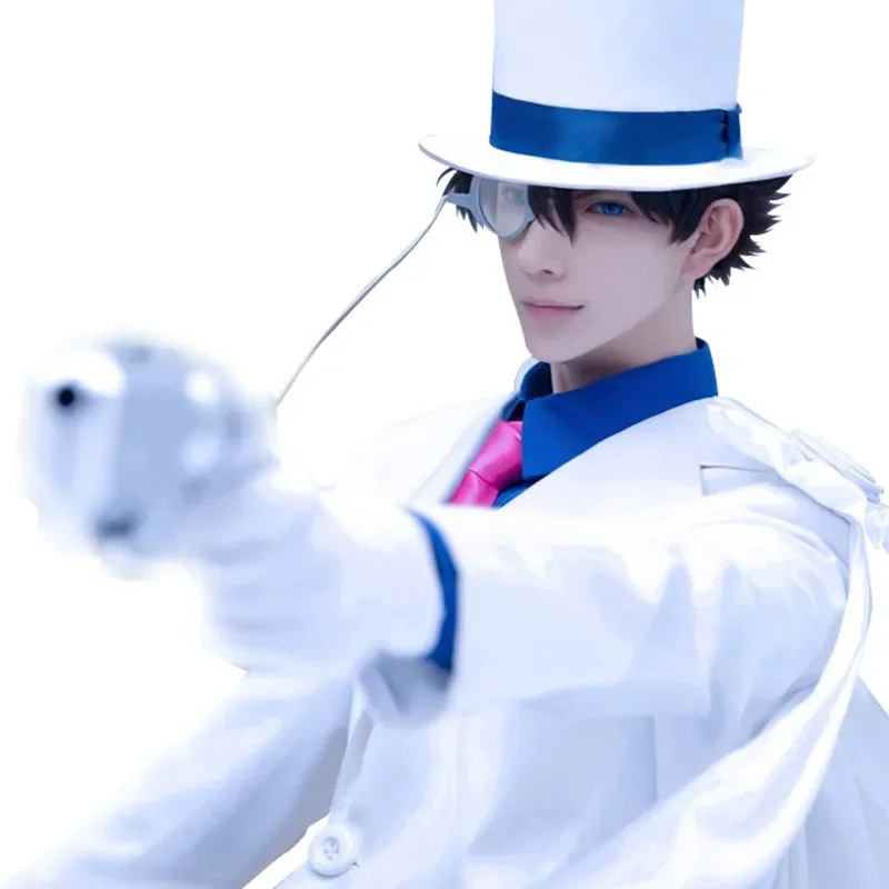 Anime DETECTIVE CONAN 7/lot Magic Kaito Costume Cosplay bambini adulti il ladro fantasma set di uniformi per feste di Halloween