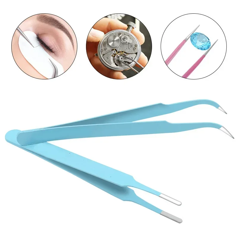 Tweezers 6PCs ESD Anti-Static Stainless Steel Repair Curved Tool Home Working Model Making