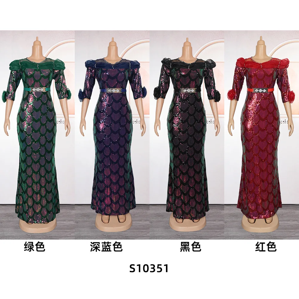 Luxury Sequin Mermaid Dresses For Women Prom Party Evening Long Dress African Dashiki Outfits Elegant Ladies Birthday Gown 2025