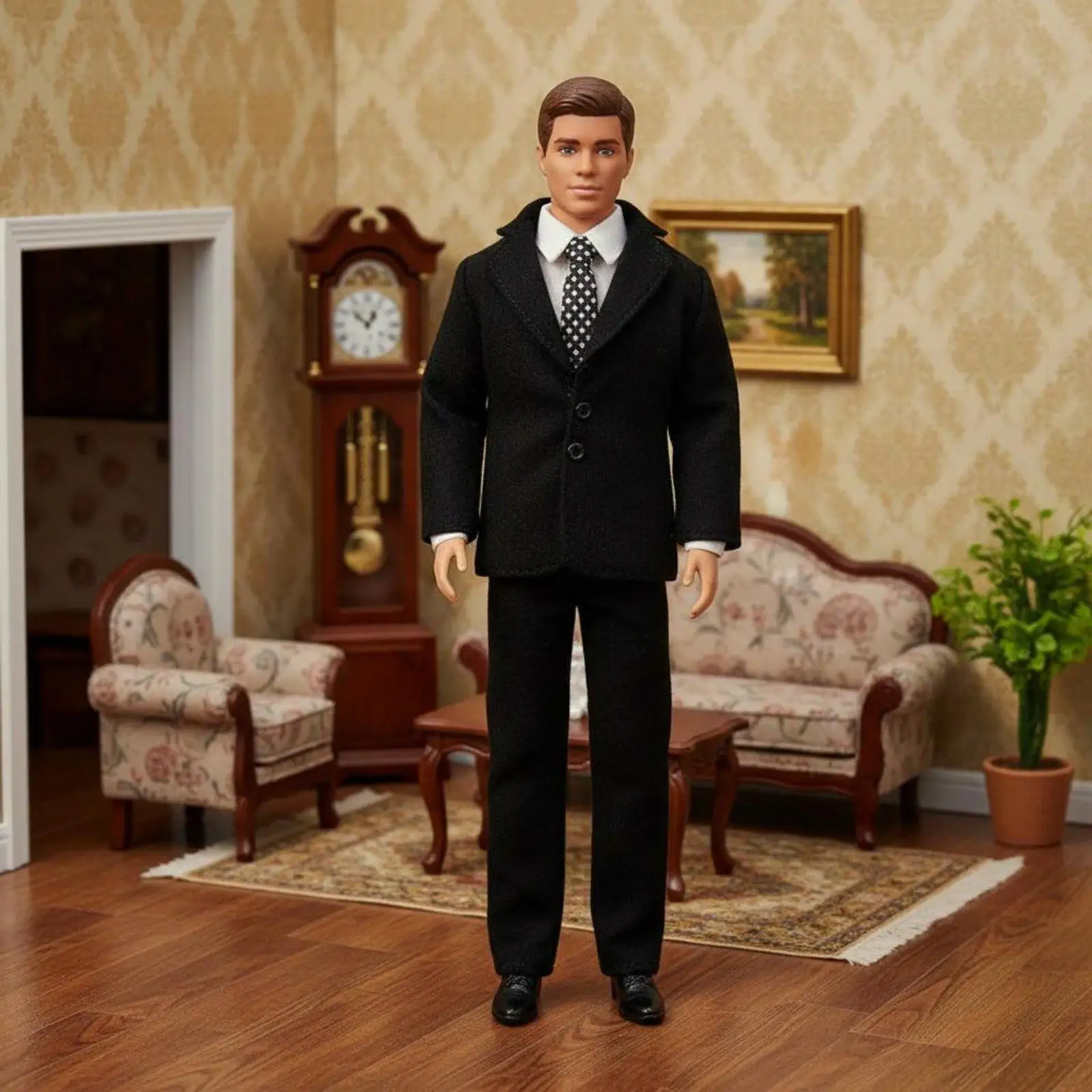 Classic Men Suit Doll Clothes 30cm Formal Style Jacket and Shirt Miniature Dollhouse Accessories for Collectors