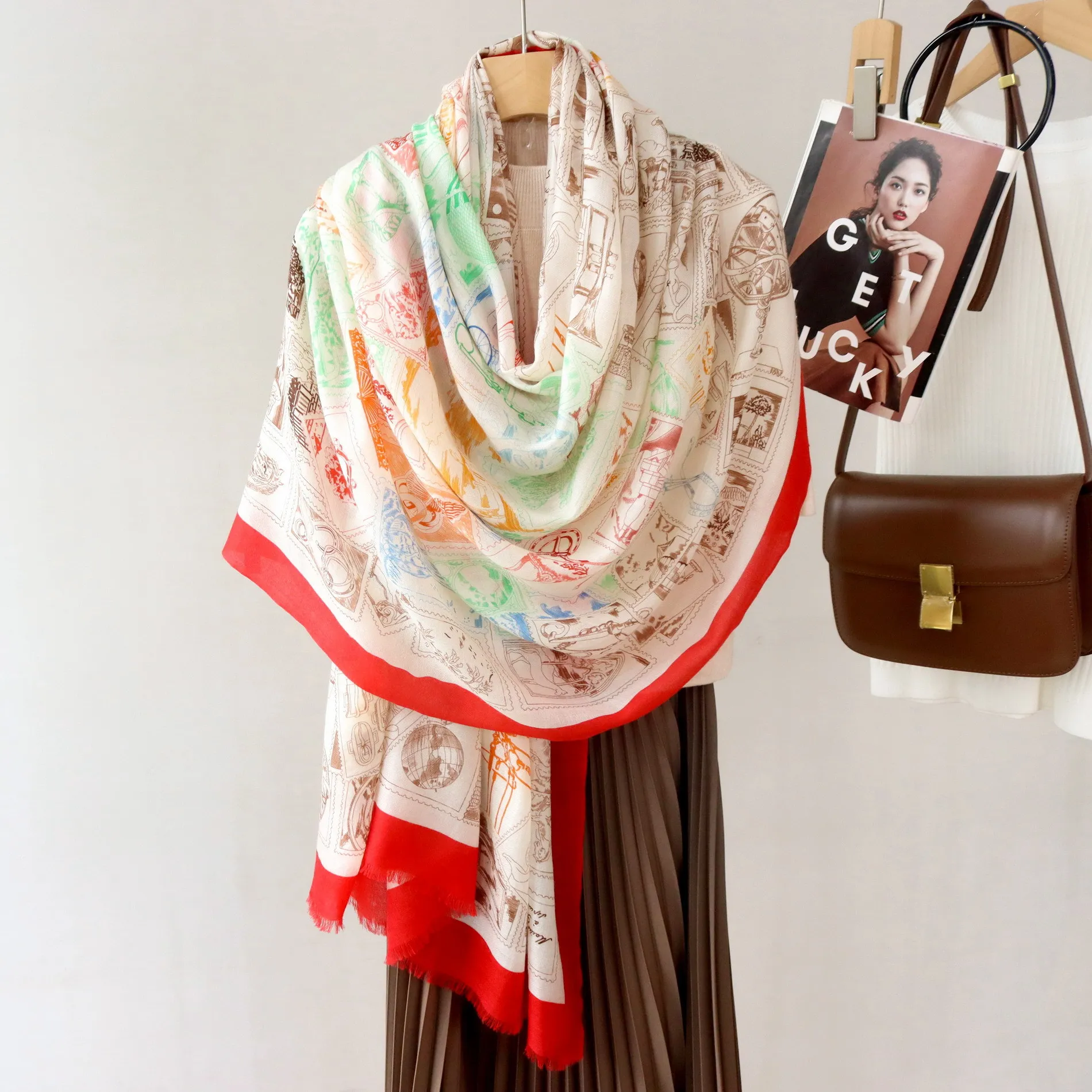 

Pure Cashmere Long Tassels Scarf Women Ring Pashmina Scarves Foulard Femme Bag Head Decoration Winter Accessories Lover Gift