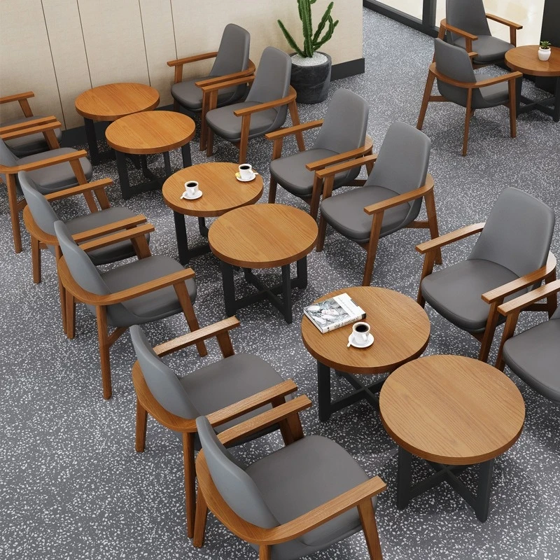 

Cafe Solid Wood Table Chair Set Leisure Book , Quiet Bars, Dessert Milk Tea Shops, Reception And Negotiation Are