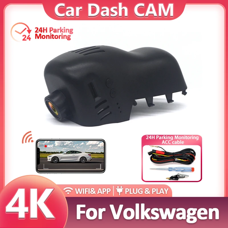 

Plug and Play WIFI 4K HD DashCam Автомобильный видеорегистратор Автомобильная камера для Volkswagen для VW Touareg 2010 ~ 2014 2015 2016 2017 2018 2019 Монитор 24H