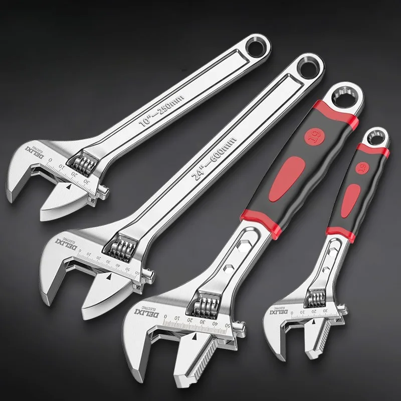 

Промышленный универсальный разводной ключ с прорезиненной удобной рукояткой, открытый ключ, сантехнический электропровод, ремонт, строительный инструмент