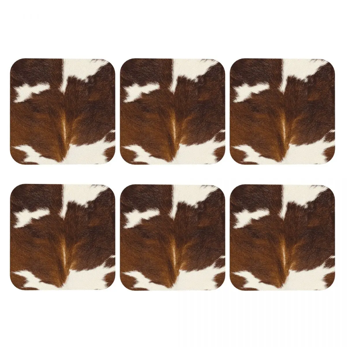 Stylish Cow Fur Cowhide Texture Cow Skin Print Patter Coasters Placemats Insulation Coffee Mats for Decor Home Dining Pads