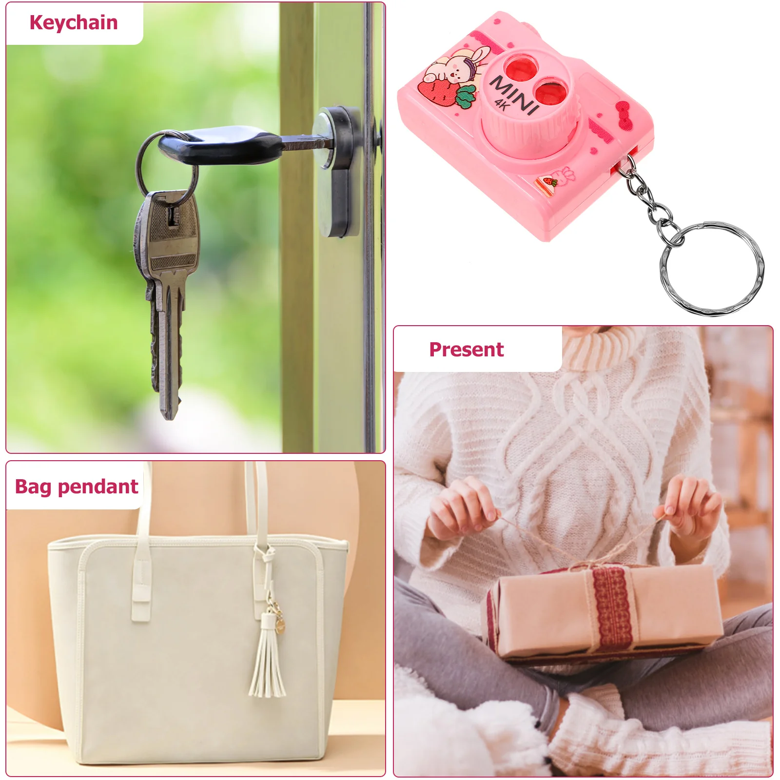 

Adorable Camera Keychain Projects Cartoon Patterns Compact Portable Keychain Pendant for Daily Use Multi-Function Bag Decoration