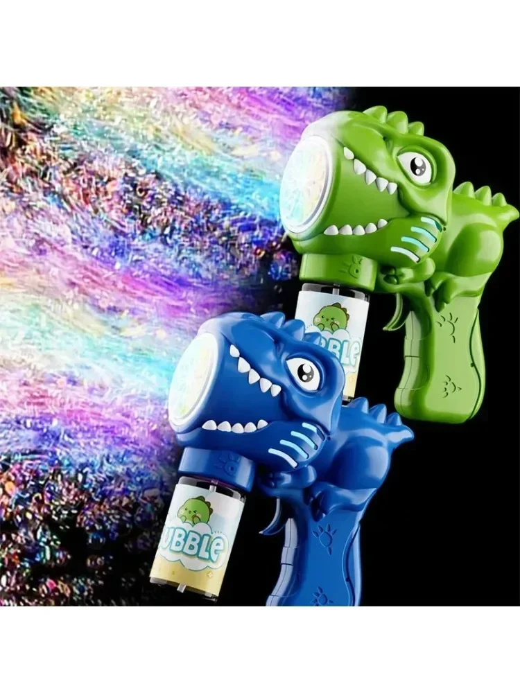 6-gaats Dinosaur Bubble Machine Elektrisch Bubble Gun met licht Volautomatisch Bubble Gun Automatische zeepblazer Outdoor Game Toy - afbeelding 2