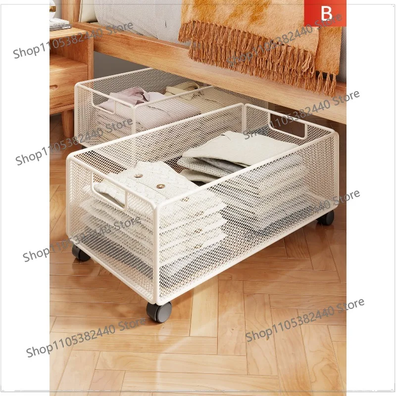 Bedside storage box with pulley Flat organizing cabinet Household drawer type storage ******der the bed Clothes storage artifact