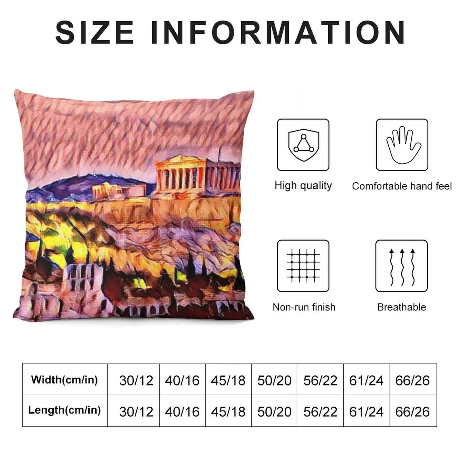 Adventure Calling: The Parthenon, Athens, Greece, Europe - Bright Colorful Modern Illustration Art Print – Abstract Throw Pillow