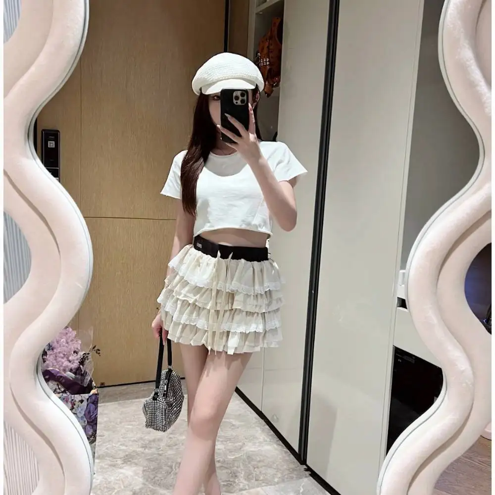 

Woman Clothing 2024 New MM Home Correct Edition Lace Cake Skirt Summer Sweet Girl White Versatile Solid Color Short Skirt
