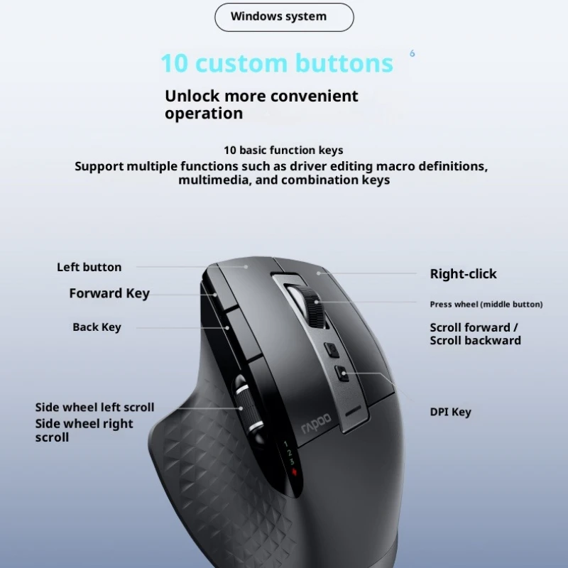Rapoo MT750 ثلاثي الوضع 800mAh سماعة لاسلكية تعمل بالبلوتوث ماوس مريح الأعمال مكتب ماوس سطح المكتب ملحقات الكمبيوتر المحمول الهدايا #1