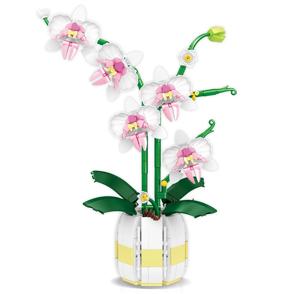 Orchidee fiori Bouquet di piante blocchi di costruzione set romantico elegante modello di fiore mattoni decorazione della casa giocattoli fai da te per le ragazze regalo