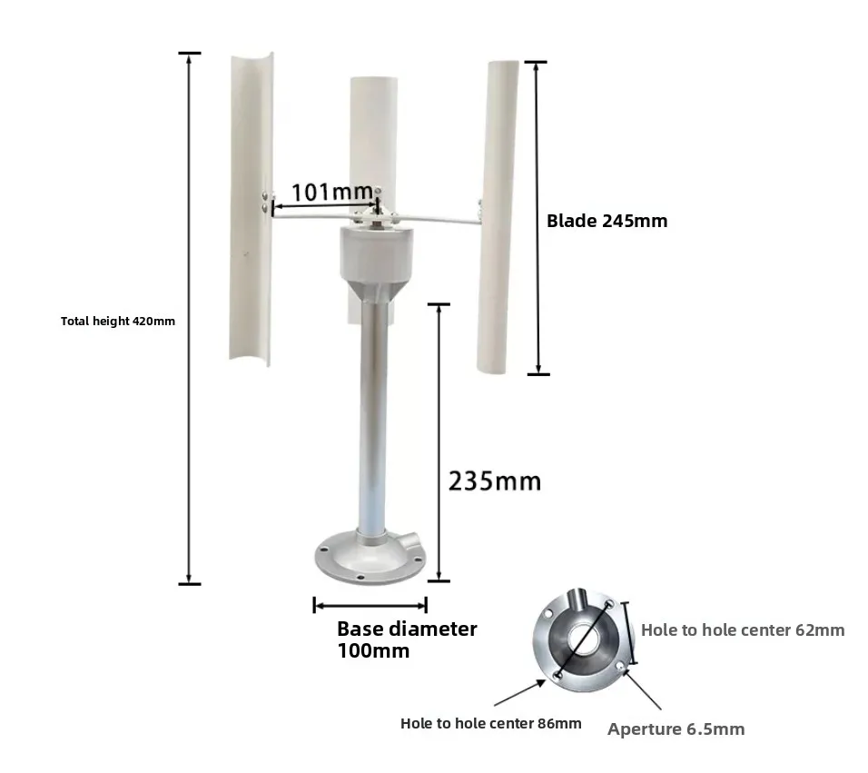 Vertical Axis Wind Turbine Model Three-phase Permanent Magnet Generator Windmill  Night Light Making DIY Display