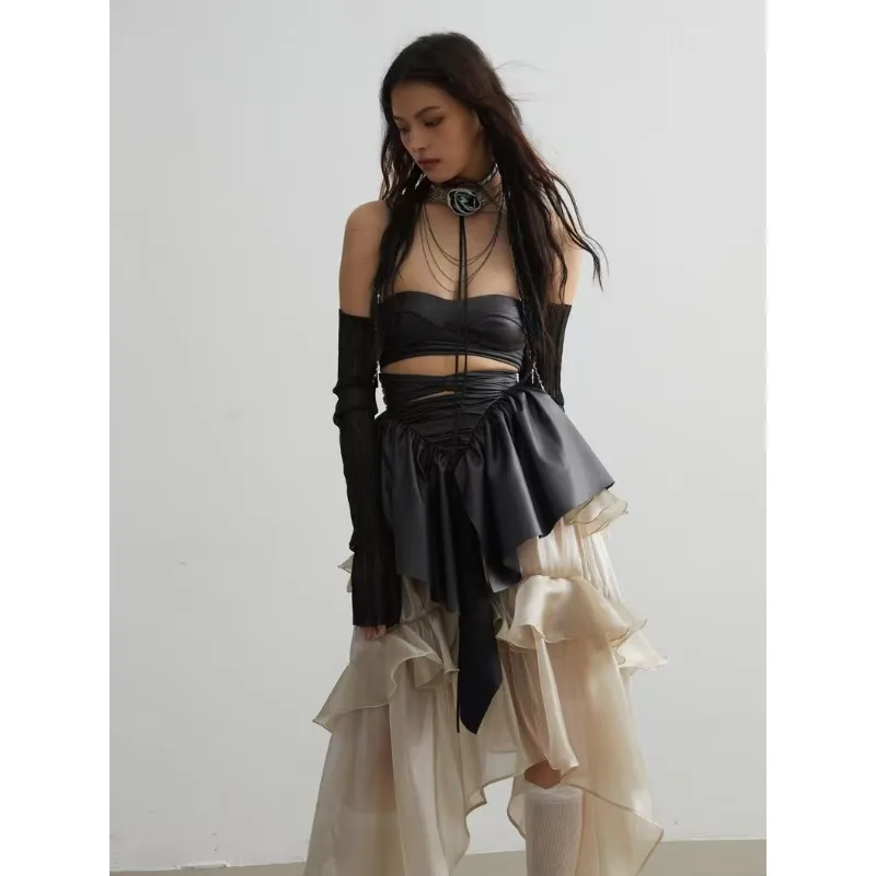 

Women's Spring Autumn Elastic Waist Halter Loose Atmosphere Personalized Niche Vintage New Design Simple Fashion Brand Trends