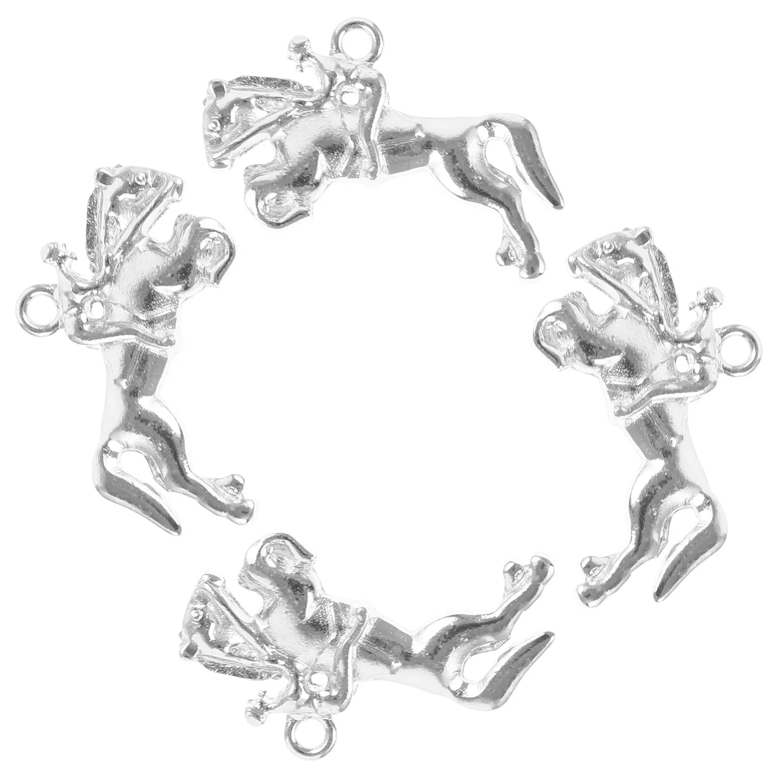 

4pcs Pendant Zinc Alloy Lucky Charm Man Riding Horse Design Small Keychain Hanging Ornament Diy Jewelry Accessories