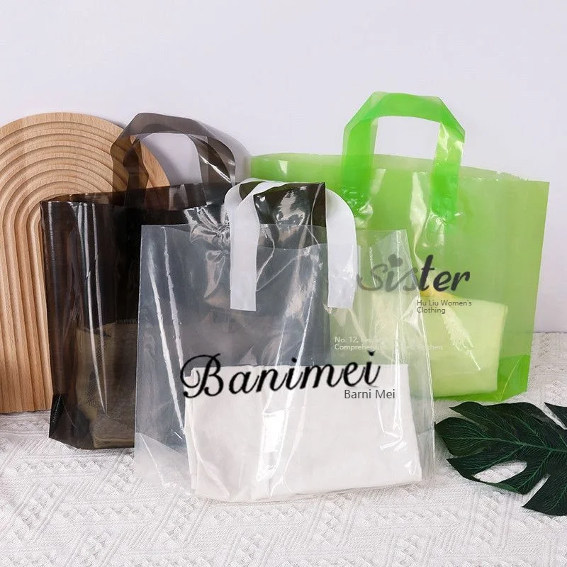 

Party gift bag custom women's shoe store transparent handbag high-end clothing store bag design logo