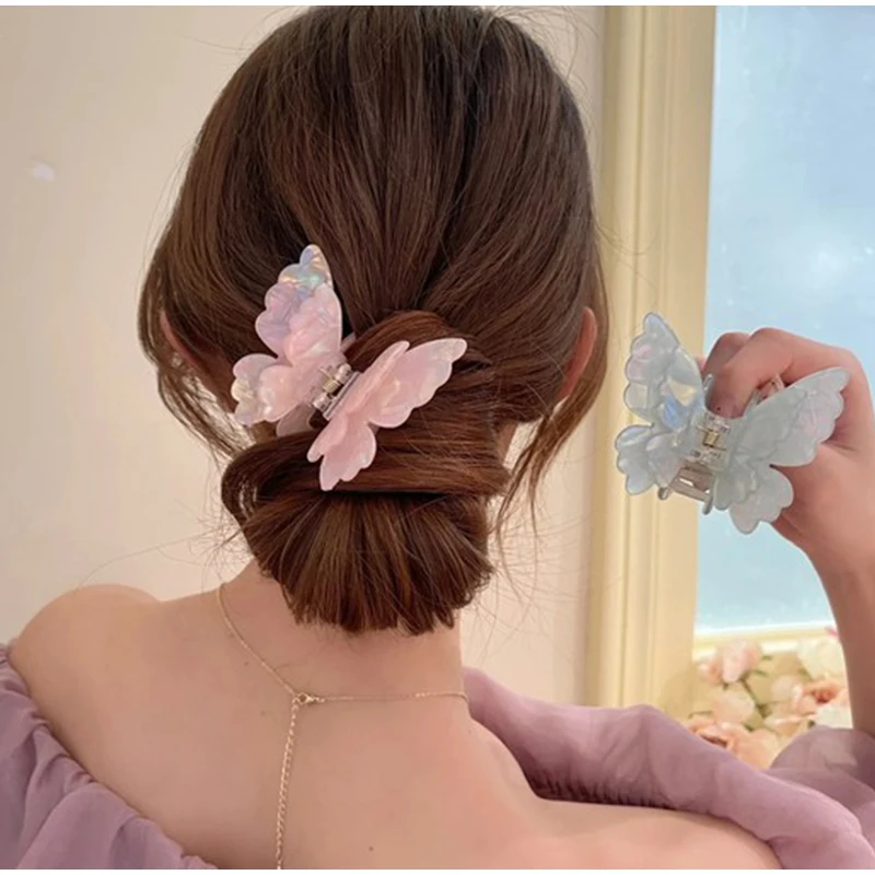 New Fairy Butterfly Hair Claw Acetate Crab Hair Clip Summer Sweet Princess Shark Clip for Women Girl Hairpin Hair Accessories