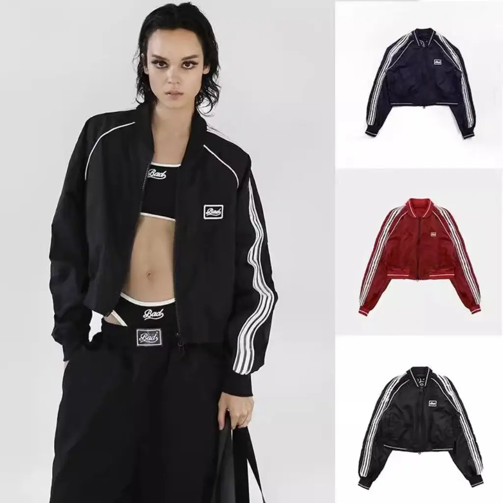 

Korean Badblood Bcac Series Women's Sexy Short Outwear Jacket American Baseball Uniform Embroidered Retro Top for Ladies