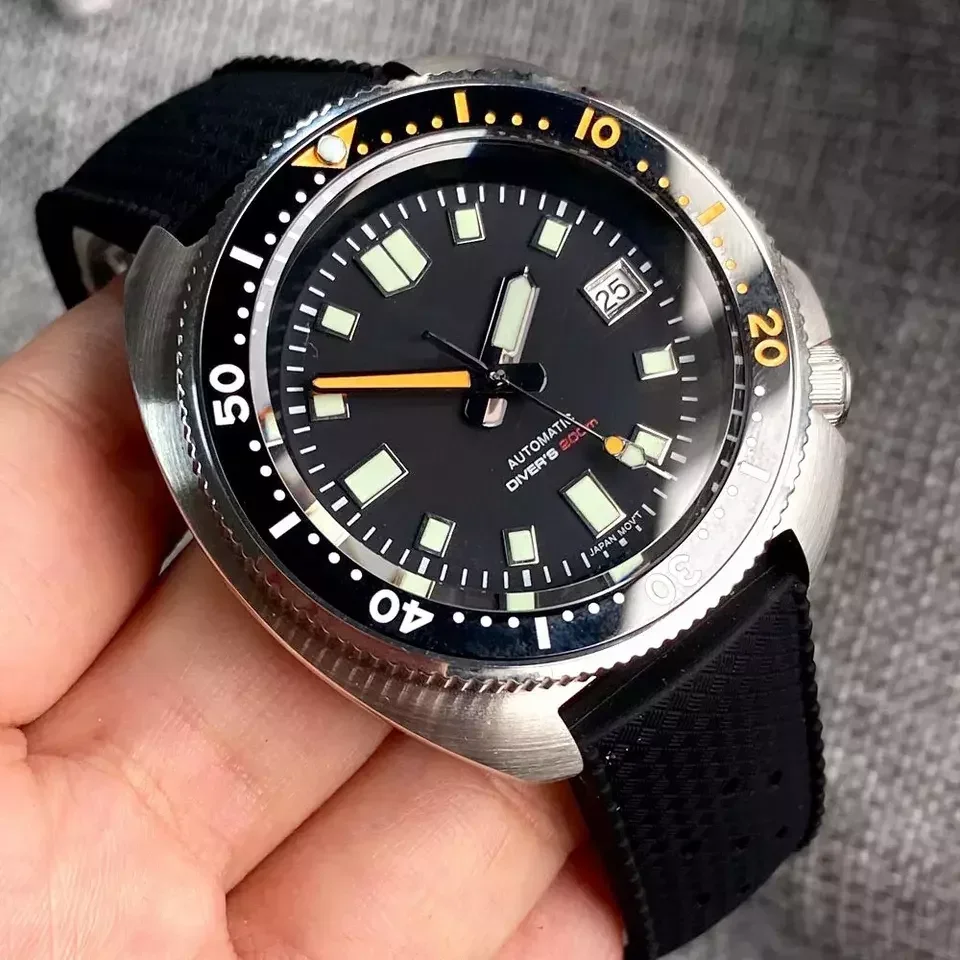 

Tandorio 44mm Turtle Series 200m Waterproof Sapphire Crystal Glass NH35A White Date C3 Lume Hands Automatic Men Dive Watch