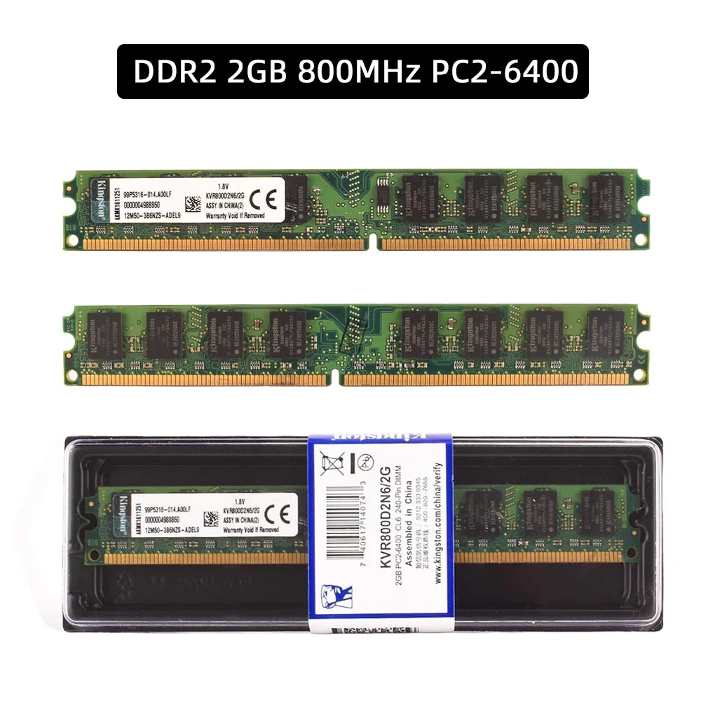 Kingston DDR2 2GB 667MHz 800Mhz PC2-5300 PC2-6400 DDR3 2GB 1333MHZ PC3-10600 Model pamięć stacjonarna