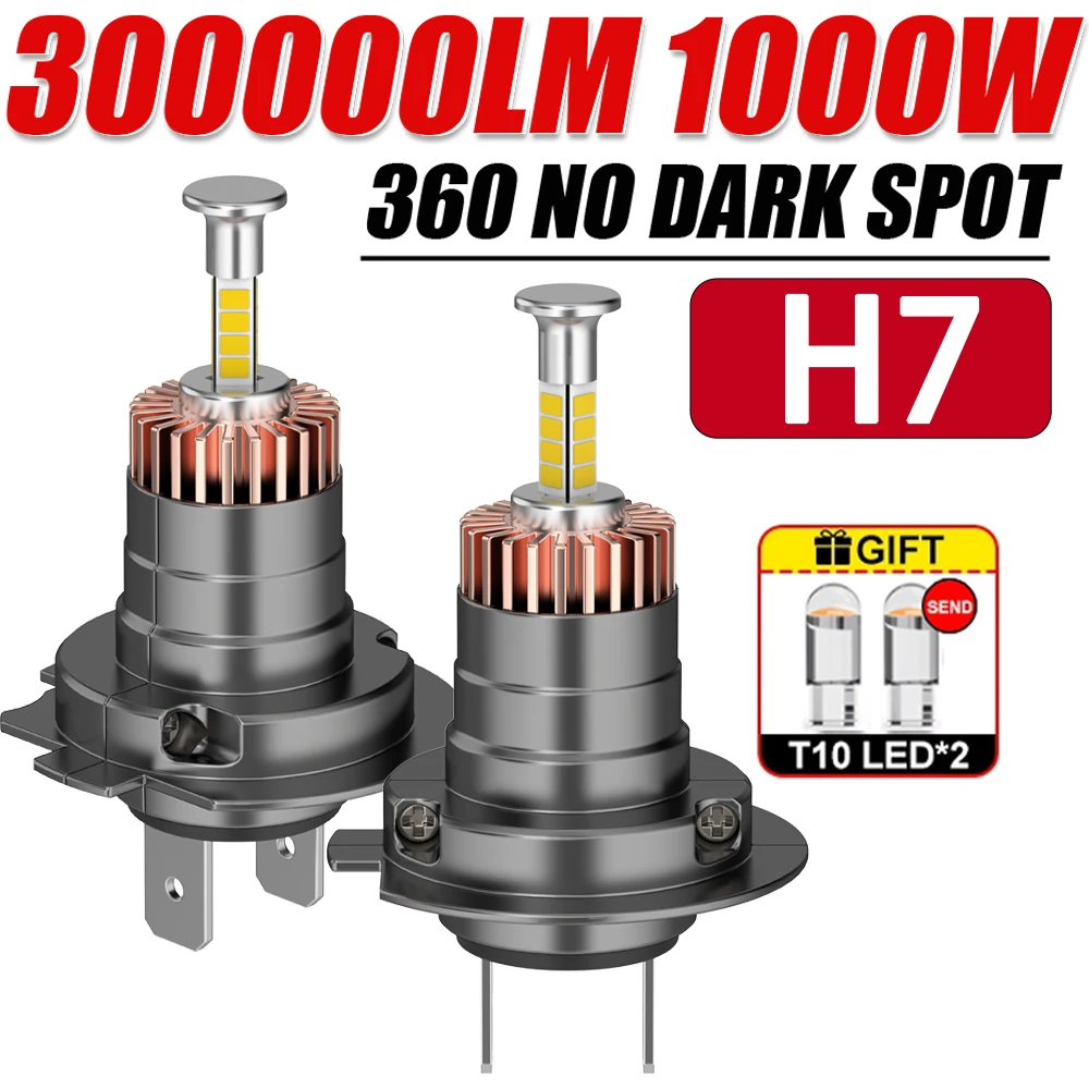 

H7 LED Headlight Bulb Mini Wireless 1000W 6500K 4 Side CSP Chip For LED Car Headlamp Auto Diode 360 Turbo LED 12V Automobile