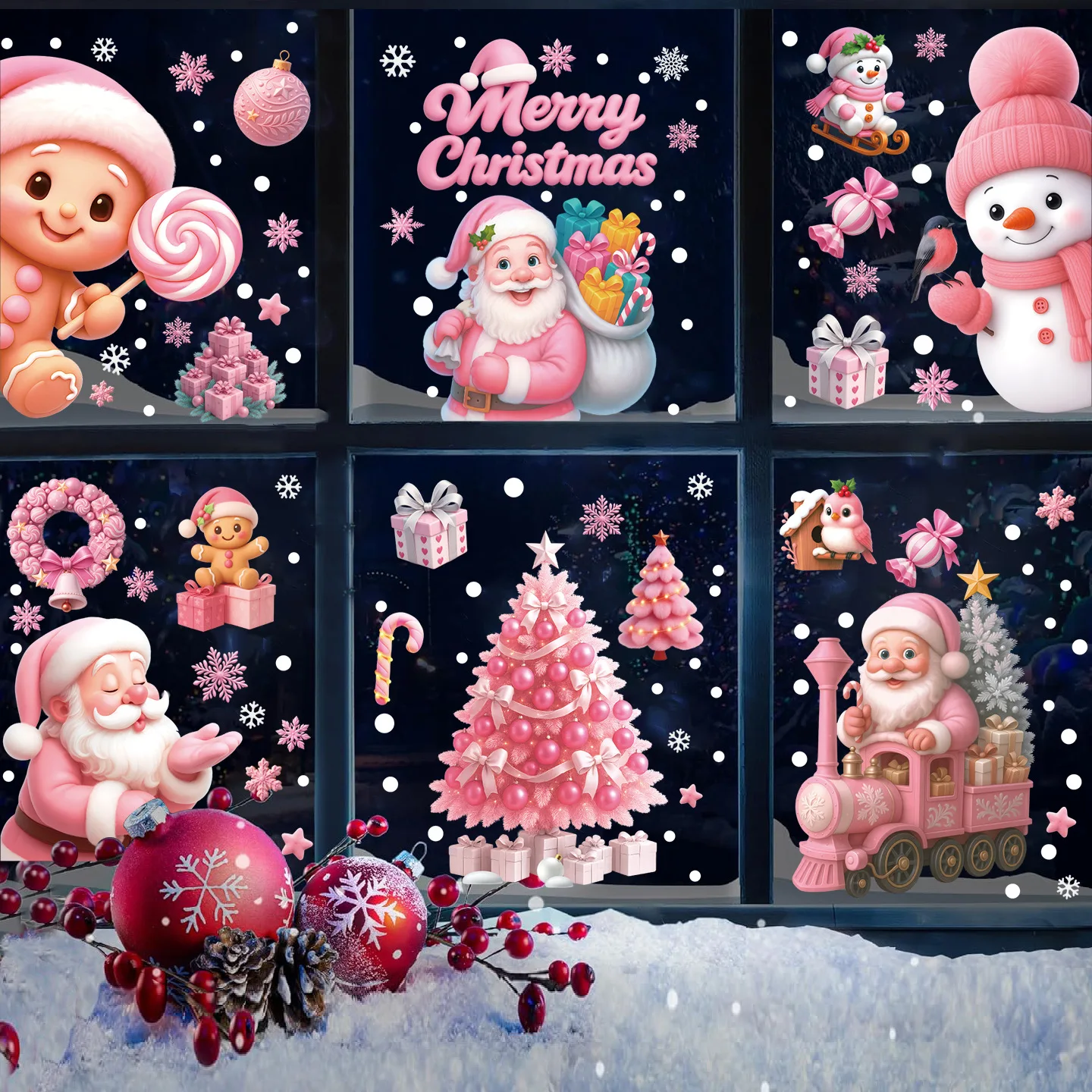 Weihnachtsmann-Weihnachtsaufkleber, süßer Schneemann, Weihnachtsbaum, Fensteraufkleber, Dekore, Wandbild, 2024, Weihnachten, statische Aufkleber, Neujahrs-De
