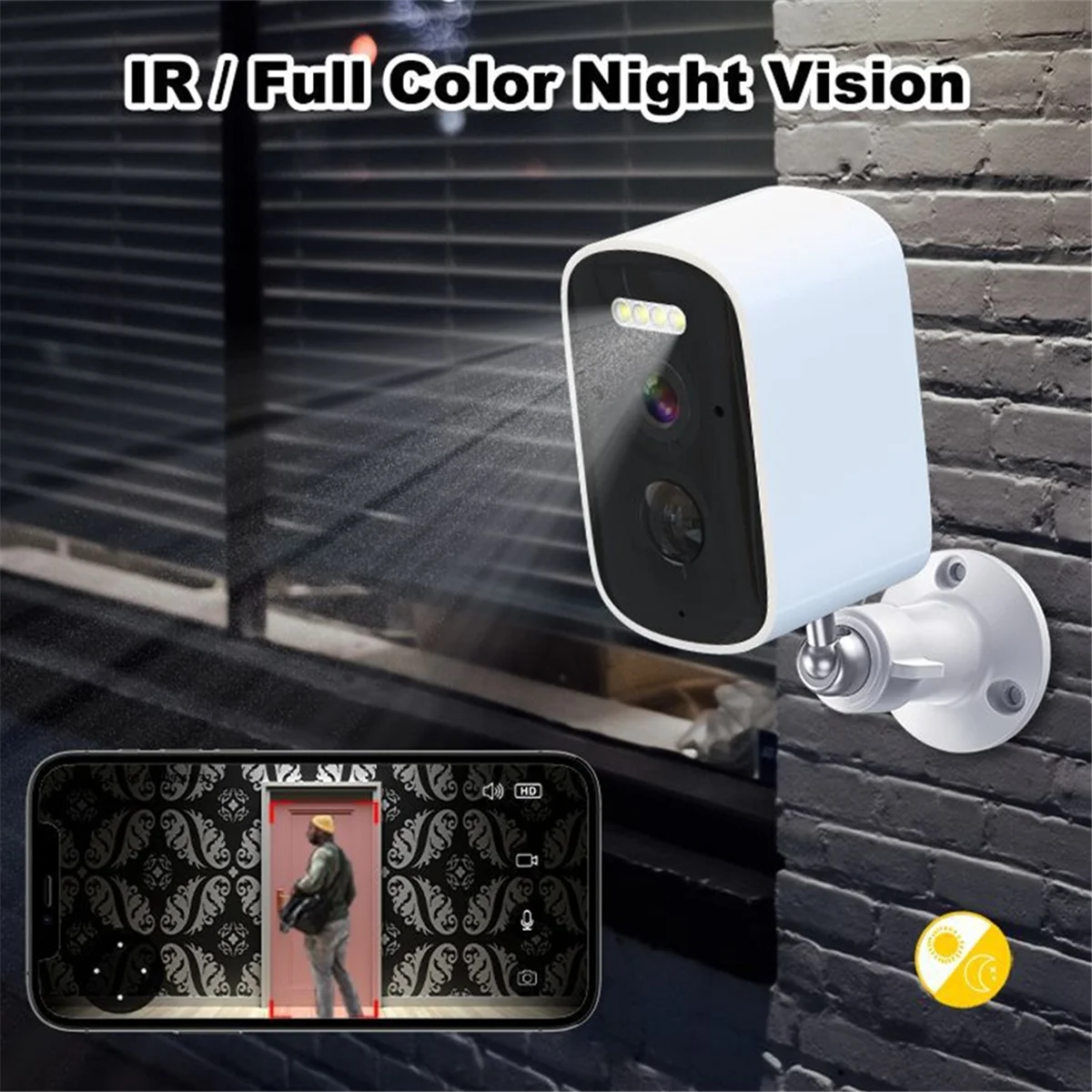 

4MP WiFi Battery Camera Surveillance Cameras IP66 with Motion Detection Alarm Color Night Vision Security Camera