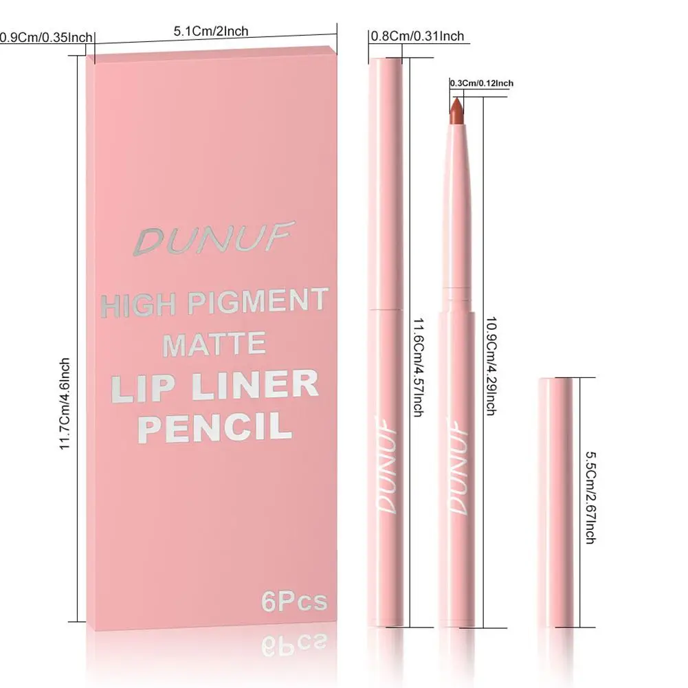 6 Colors Velvet Matte Lip Liner Pencil Natural Waterproof Lasting Silky Sexy Lip Makeup Cosmetics