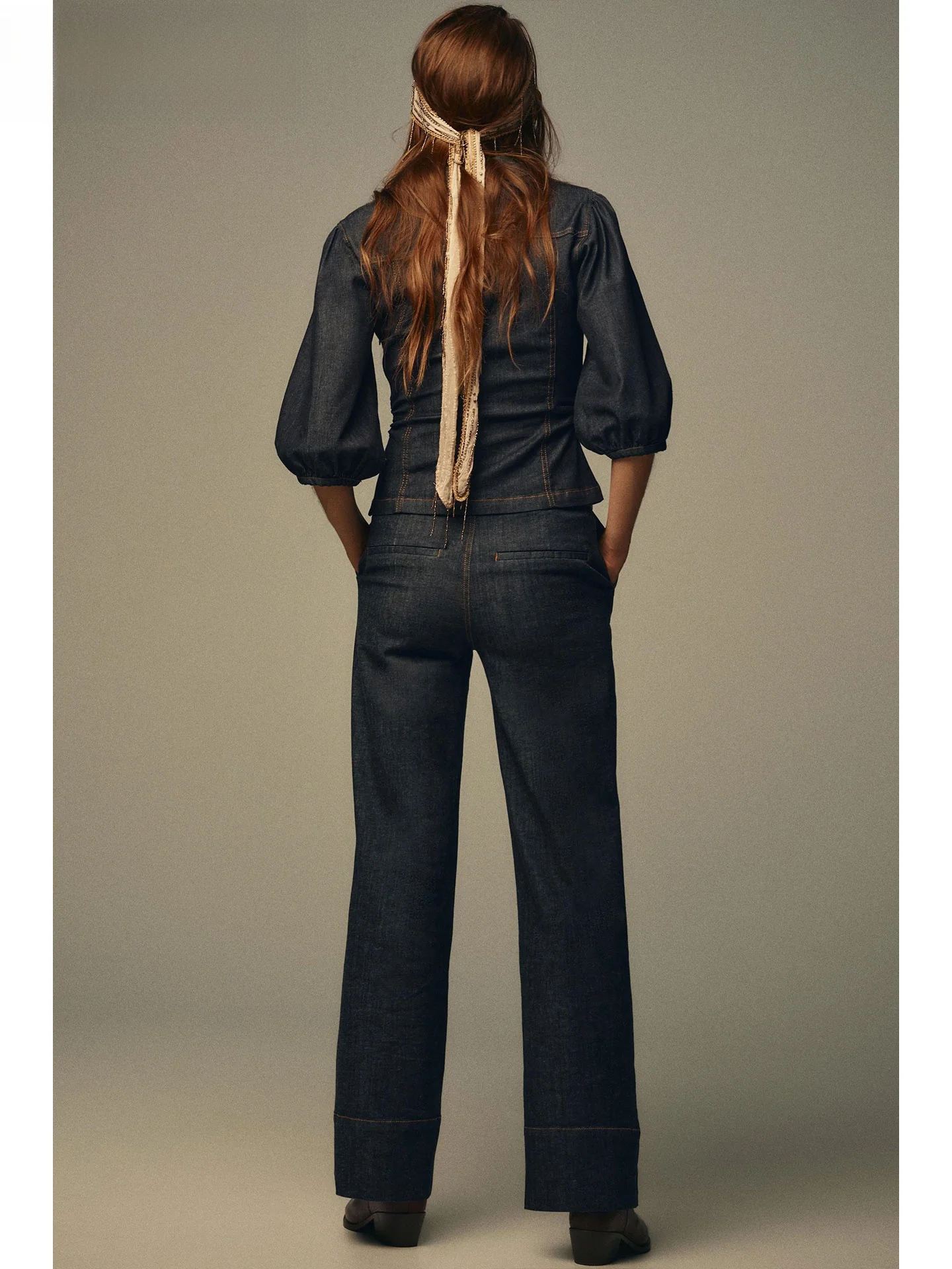 ZAPRHA-pantalones vaqueros de pierna ancha y cintura alta para mujer, pantalones vaqueros decorados con rayas de Color azul, corte holgado, otoño 2025