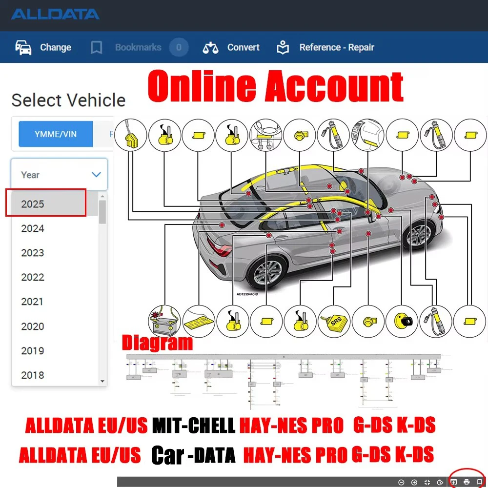 

Онлайн-учетная запись Alldata 2025, полная версия, диаграмма ремонта данных автомобиля, программное обеспечение mitell1, автоматические данные Haynes Pro, поддержка мобильного/ПК