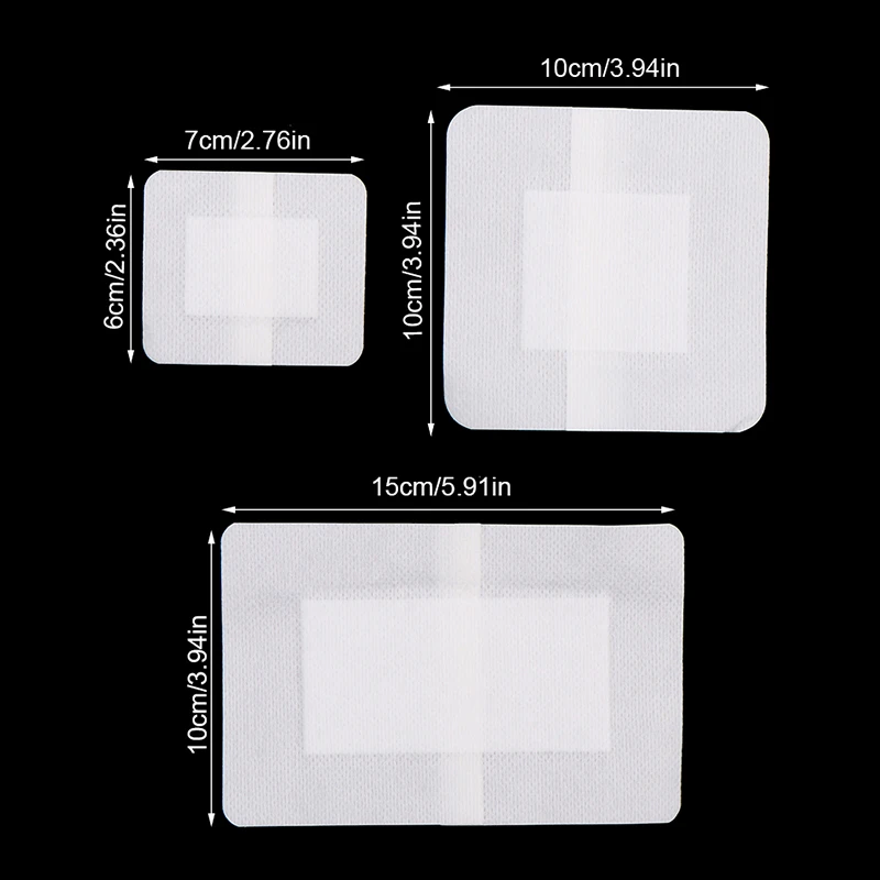 10Pcs Wound Dressings Breathable Edge Gauze Pads Soft Non-woven Bandages Self-adhesive Wound Dressings Outdoor Elastic Tape.