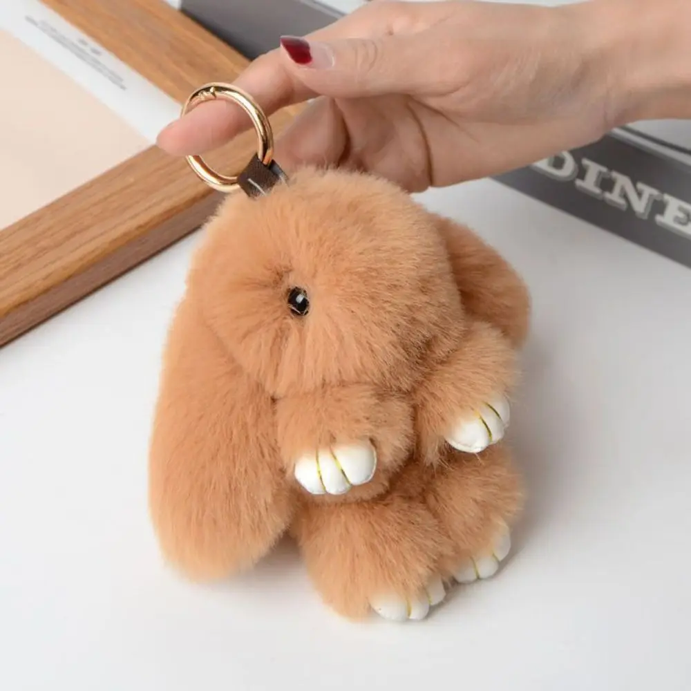 Fur Pom Keyring Fashion Pluff Bunny Keychain Fluffy Cute Play Dead Rabbit Doll Lovely Smooth Rabbit Fur Keychain Children's Toys