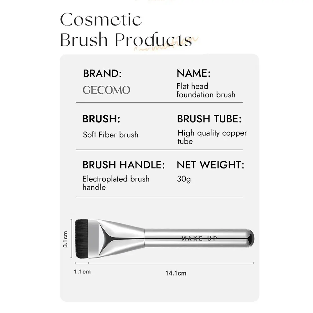 Cepillo de base de cabeza plana, cepillo ultrafino, cepillo de maquillaje de base Gecomo sin traza