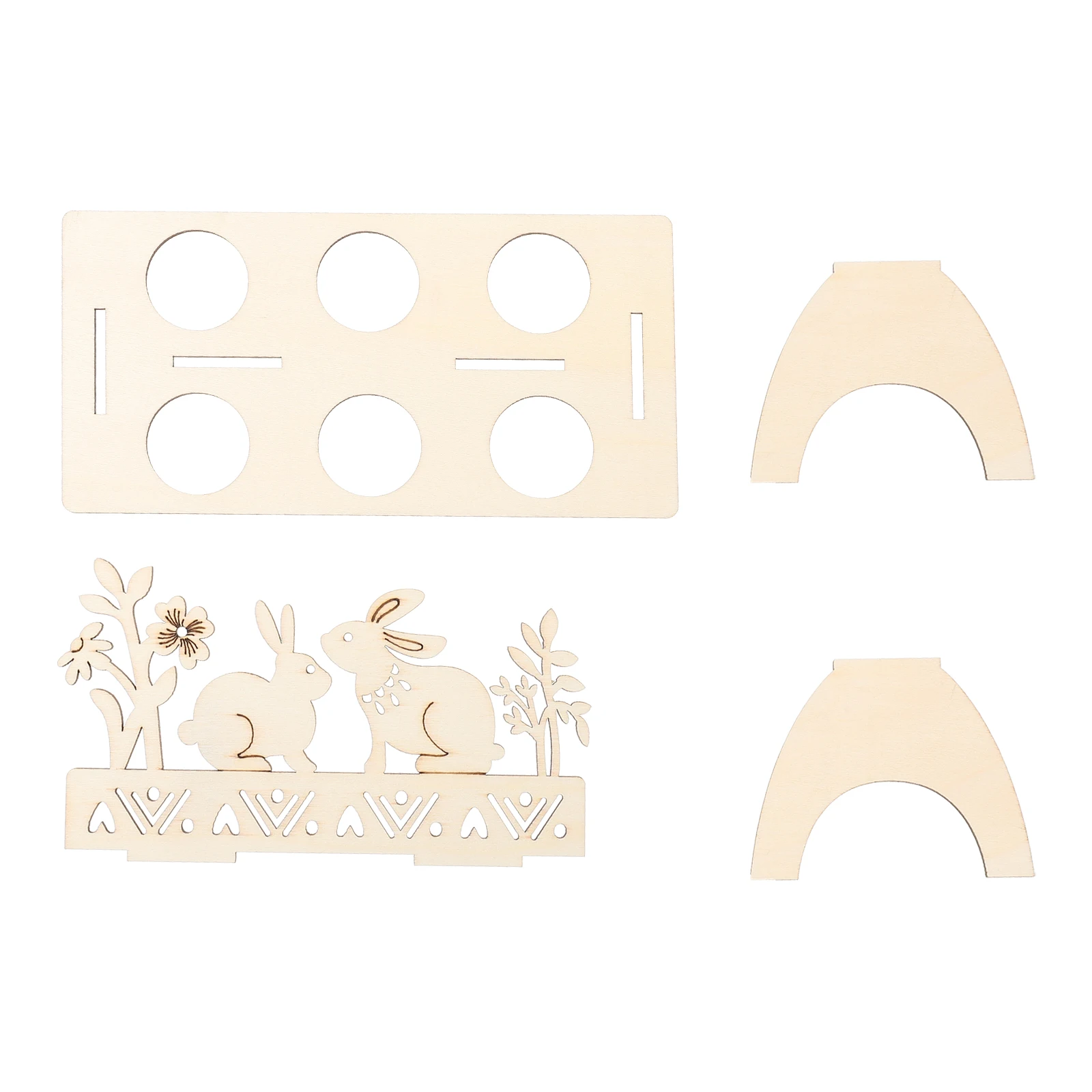 

Egg Rack Wooden Holder Hollow Engraving Festival St DIY Toy Early Education Decorative Easter Accessory Storage Basket