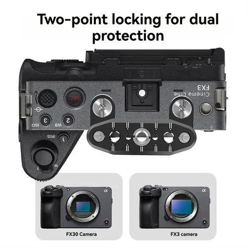 Imagen 2 del producto B04C-Mini placa de liberación rápida de aleación de aluminio, carril NATO, placa de expansión superior de 63Mm para Sony FX30/FX3, montaje DSLR, aparejo de jaula para cámara