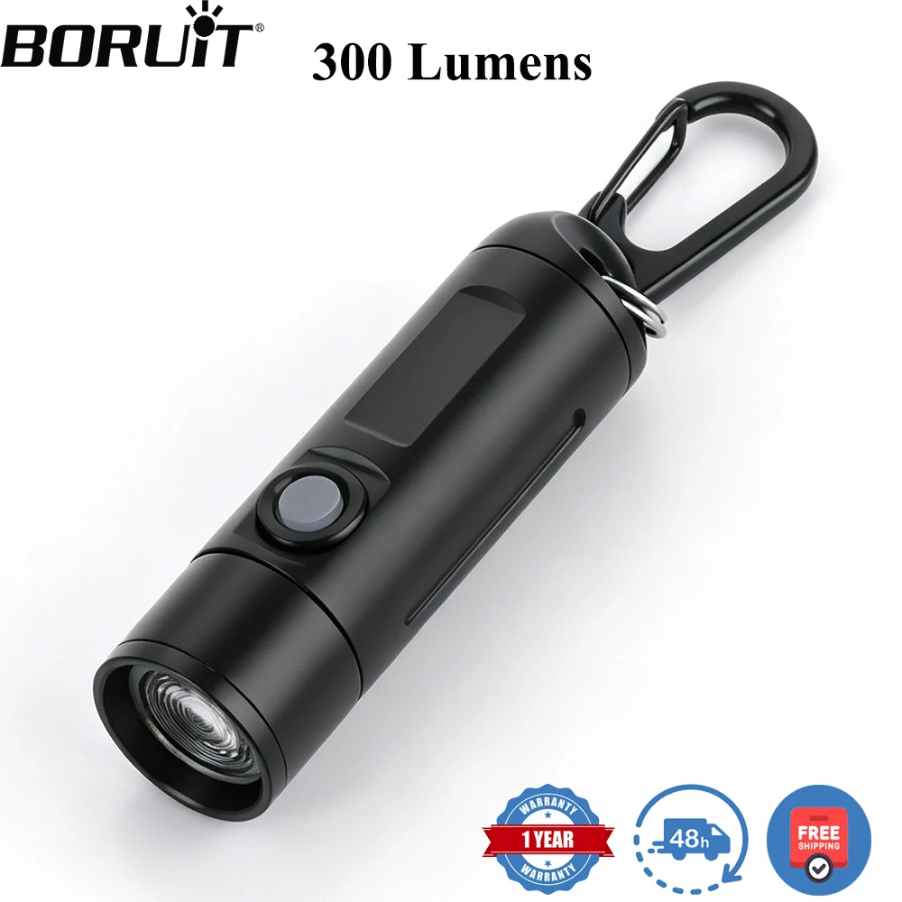 BORUiT 300LM 500M Long Throw LED Zoom Flashlight Type-C Rechargeable Mini Torch Waterproof Outdoor Camping Lantern