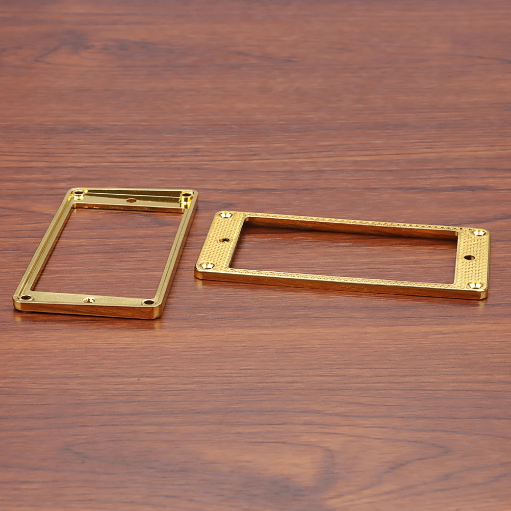 

2 Pcs Golden Pattern Guitar Parts Pickup Mounting Rings Metal Electric Frame Single Coil