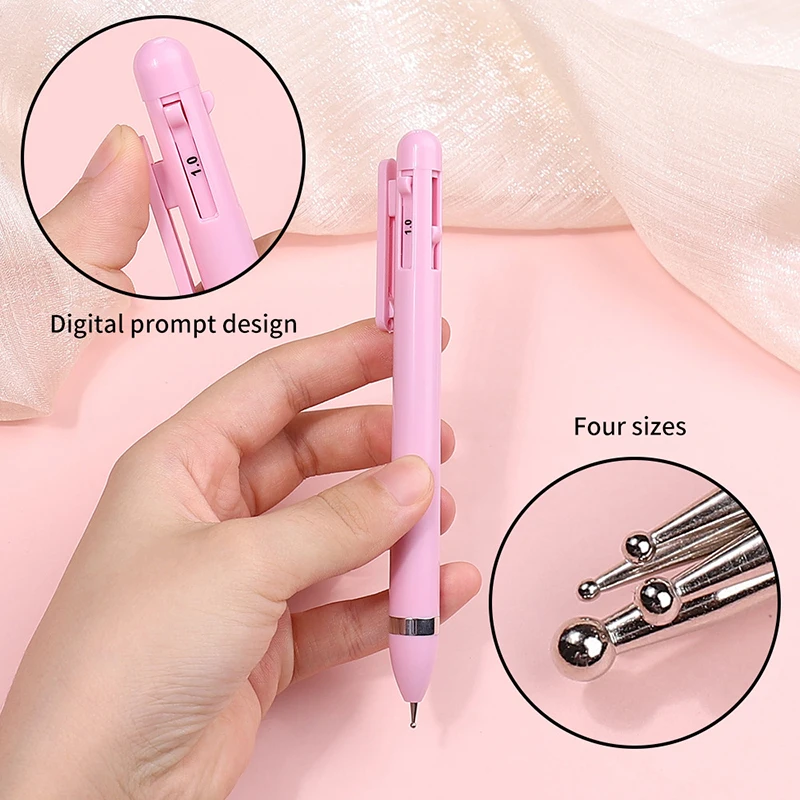 4-in-1 nagelpunt diamantpen balpen ontwerp nagelgereedschap manicure tip stipverf roze/witte pen met 4 verschillende maten